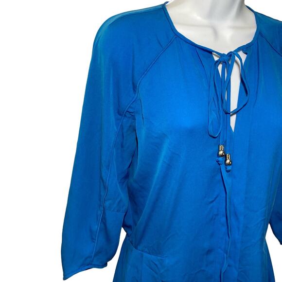 Diane Von Furstenberg Apona Silk Blend Tunic Dress In Electric Blue DVF Size 6 - Picture 16 of 16